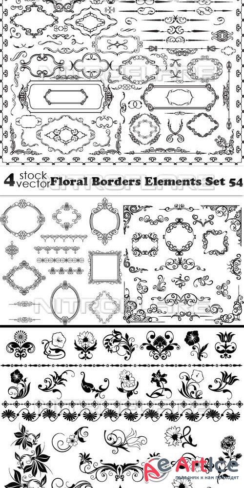 Vectors - Floral Borders Elements Set 54