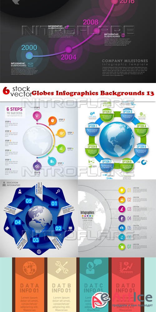 Vectors - Globes Infographics Backgrounds 13