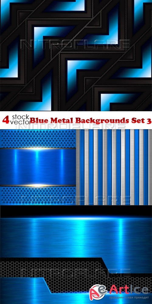 Vectors - Blue Metal Backgrounds Set 3
