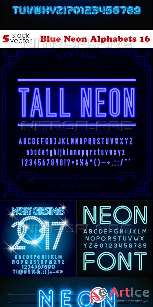 Vectors - Blue Neon Alphabets 16
