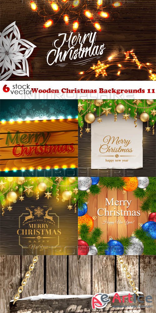 Vectors - Wooden Christmas Backgrounds 11