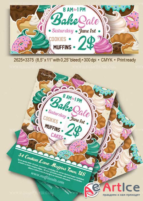 Bake Sale V17 Flyer PSD Template + Facebook Cover