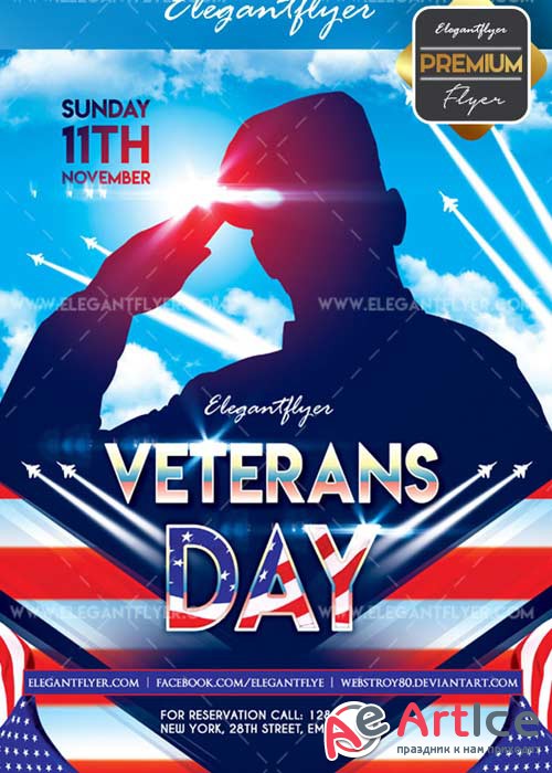Veterans day V09 2017 Flyer PSD Template + Facebook Cover