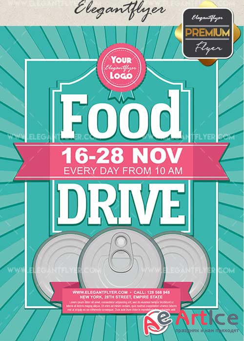 Food Drive V14 Flyer PSD Template + Facebook Cover