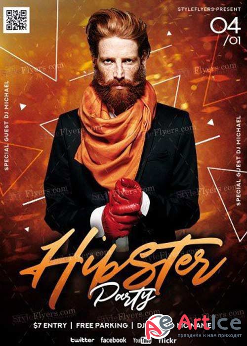 Hipster Party V1 PSD Flyer Template