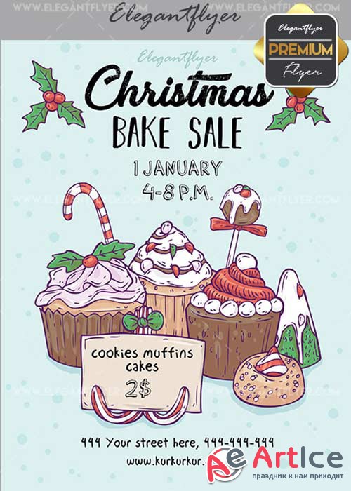 Christmas Bake Sale V21 Flyer PSD Template + Facebook Cover
