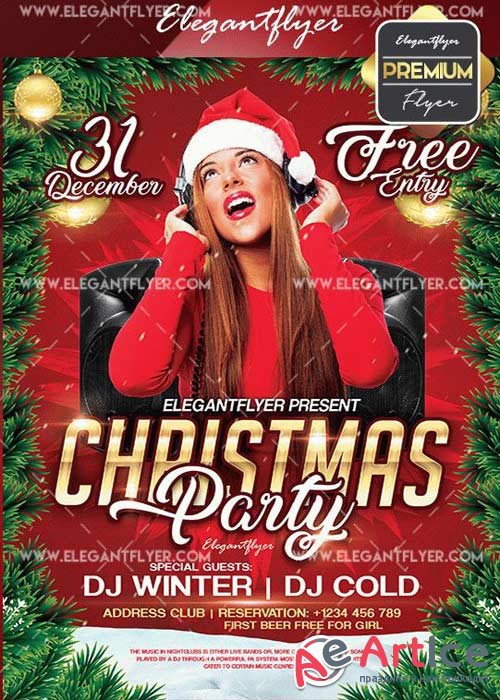 Christmas Party V27 2017 Flyer PSD Template + Facebook Cover