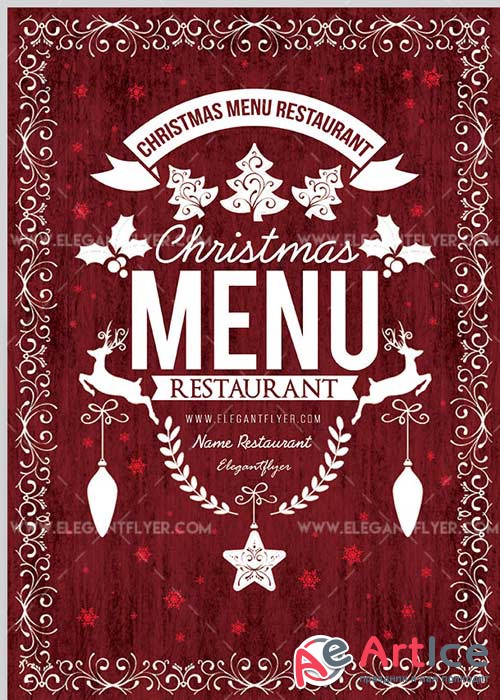 Christmas Menu Restaurant Flyer V02 PSD Template