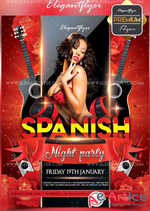 Spanish night party V1 Flyer PSD Template + Facebook Cover
