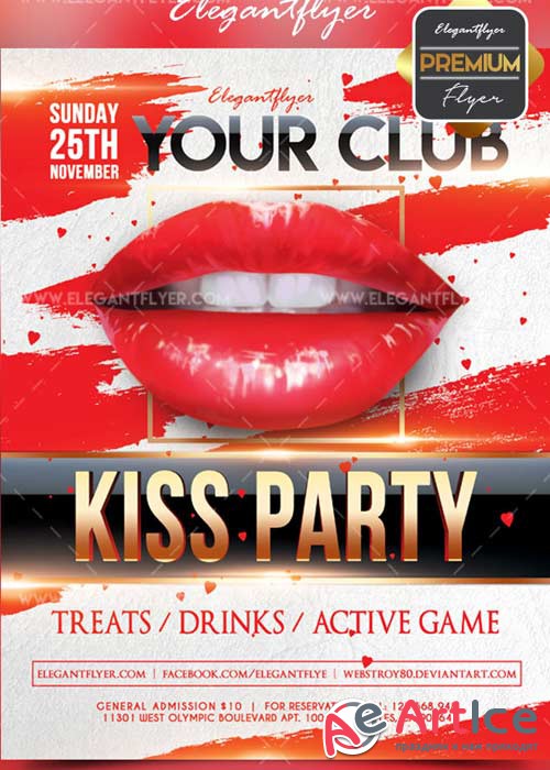 Kiss party V11 Flyer PSD Template + Facebook Cover