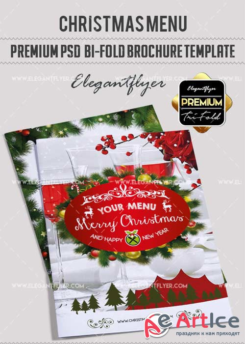 Christmas menu V19 2017 Premium Bi-Fold PSD Brochure Template