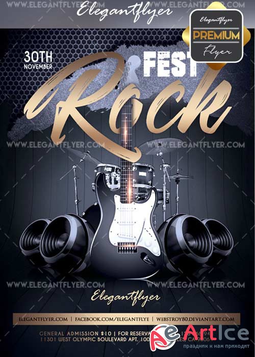 Rock Fest V17 Flyer PSD Template + Facebook Cover
