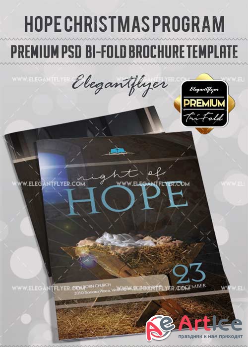 Hope Christmas Program V1 Premium Bi-Fold PSD Brochure Template