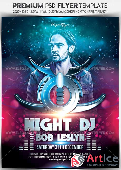 Night DJ V18 Flyer PSD Template + Facebook Cover