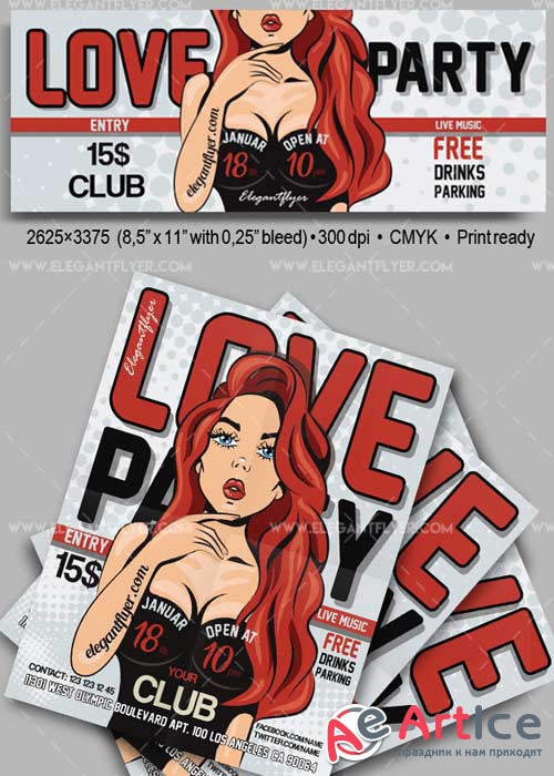 Love Party V14 Flyer PSD Template + Facebook Cover