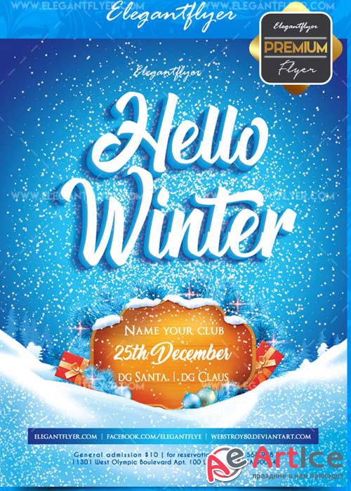 Hello Winter 2018 v1 Flyer PSD Template + Facebook Cover