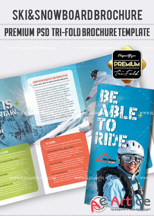 Ski&Snowboard V01 Premium Tri-Fold PSD Brochure Template