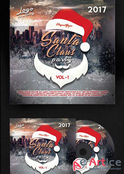 Santa Claus Party V9 Premium CD Cover PSD Template
