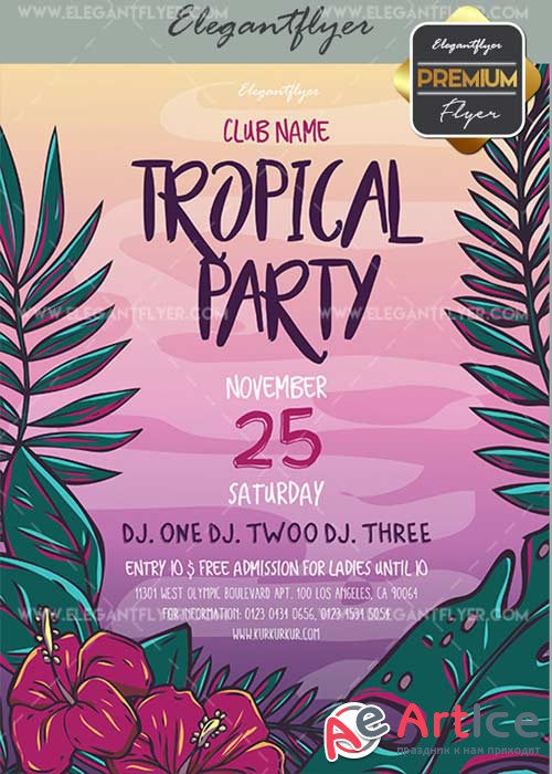 Tropial Party V20 Flyer PSD Template + Facebook Cover