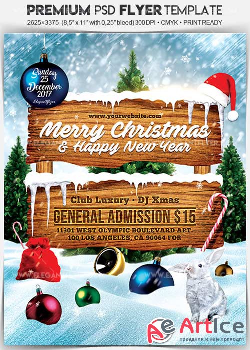 Christmas and New Year Party V24 2017 Flyer PSD Template + Facebook Cover