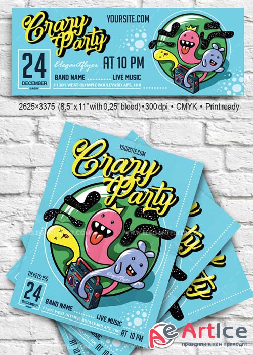 Crazy Party V17 Flyer PSD Template + Facebook Cover