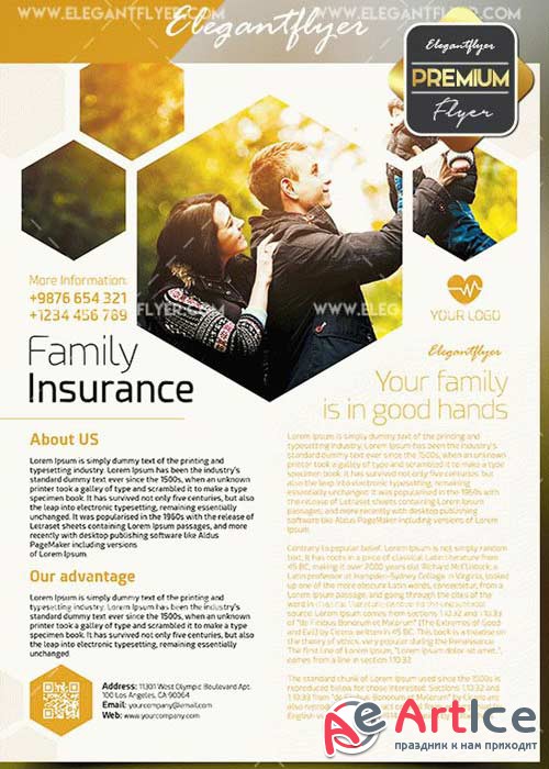 Family Insurance V8 Flyer PSD Template + Facebook Cover