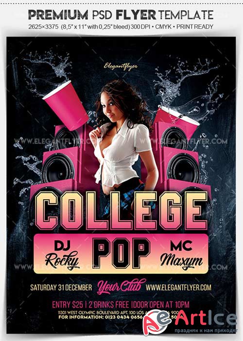 College Pop V5 Flyer PSD Template + Facebook Cover