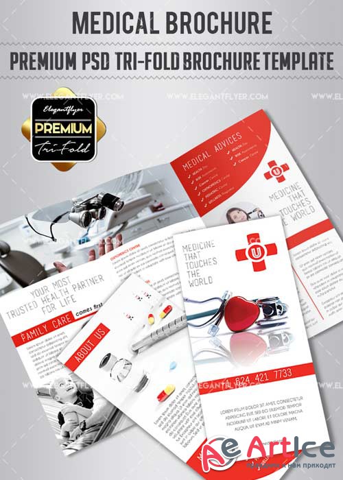 Medical V9 Premium Tri-Fold PSD Brochure Template