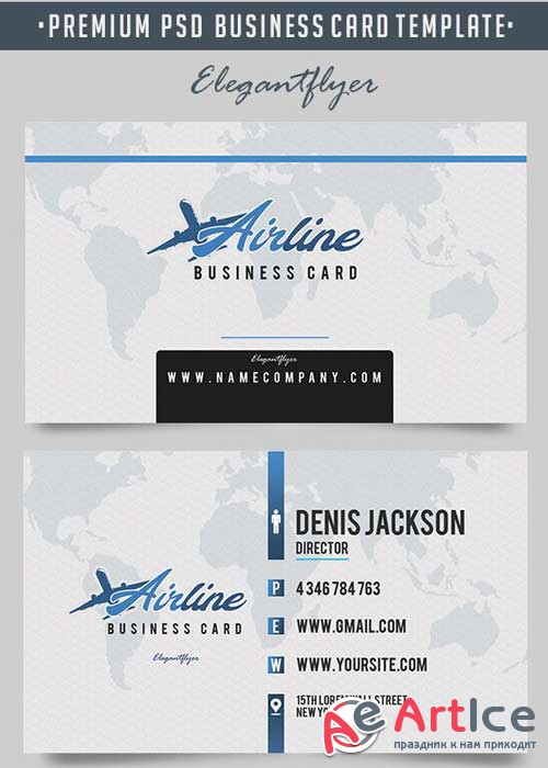 Airline V1 Premium Business Card Templates PSD
