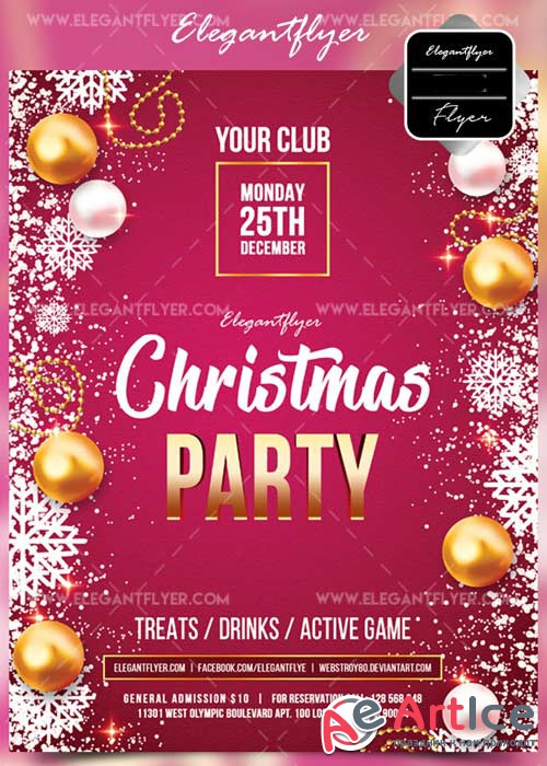Christmas party V15 2017 Flyer PSD Template + Facebook Cover