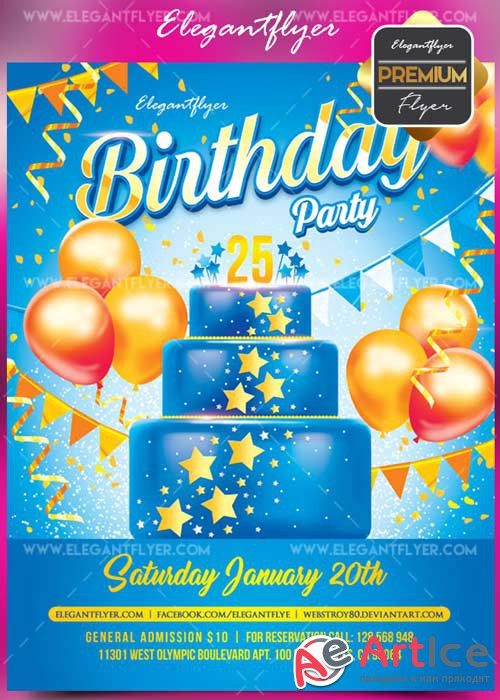 Birthday party V48 2017 Flyer PSD Template + Facebook Cover