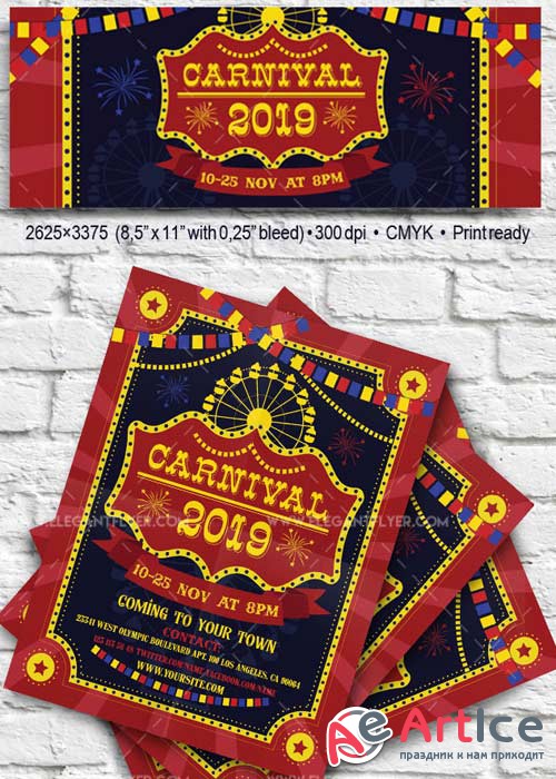 Carnival V25 2017 Flyer PSD Template + Facebook Cover