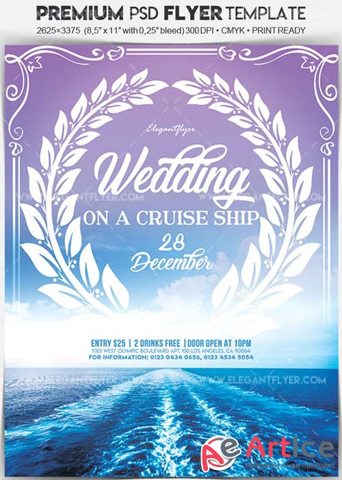 Wedding on a Cruise ship V1 Flyer PSD Template + Facebook Cover