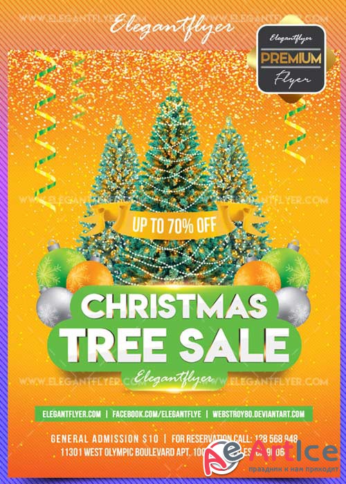Christmas Tree Sale V1 2017 Flyer PSD Template + Facebook Cover