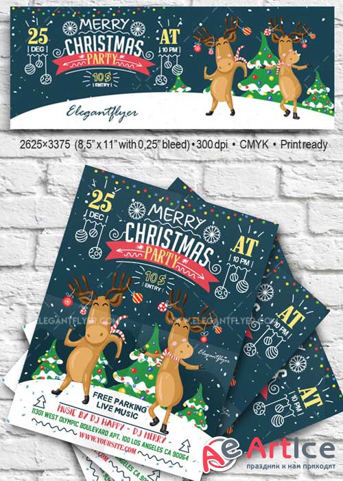 Christmas Party V14 2017 Flyer PSD Template + Facebook Cover