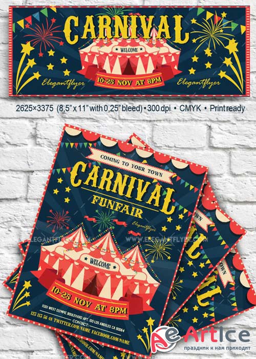 Carnival V18 2017 Flyer PSD Template + Facebook Cover