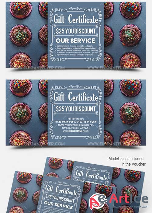 Cupcake V1 2018 Gift Certificate PSD Template