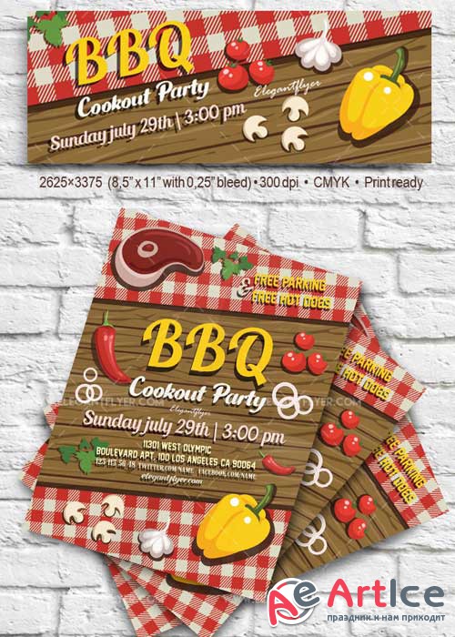 BBQ Party V1 2018 Flyer PSD Template + Facebook Cover