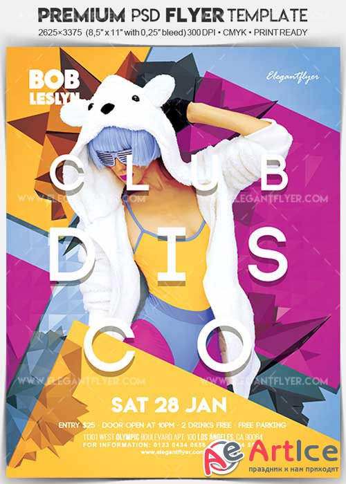 Club Disco V1 2018 Flyer PSD Template + Facebook Cover
