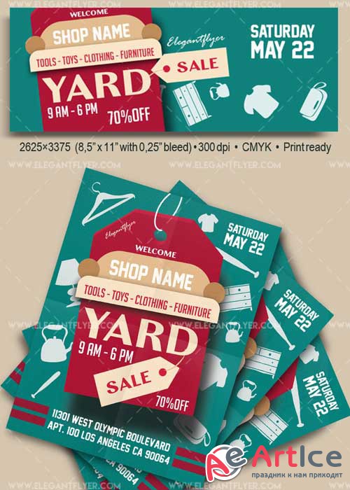 Yard Sale V1 2018 Flyer PSD Template + Facebook Cover