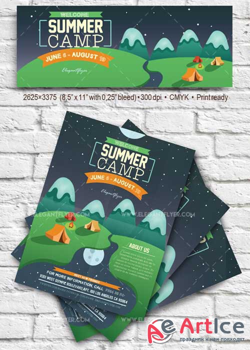 Summer Camp V1 2018 Flyer PSD Template + Facebook Cover