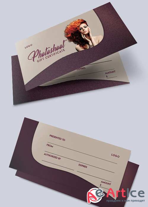 Photoshoot V1 2018 Gift Certificate PSD Template