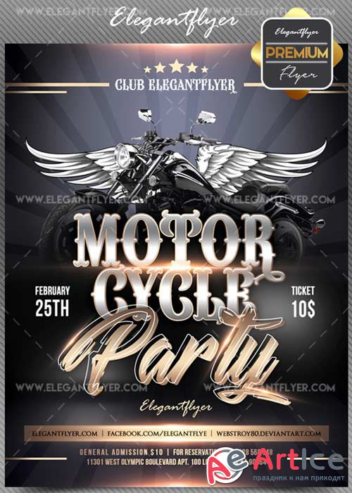 Motorcycle party V01 2018 Flyer PSD Template + Facebook Cover