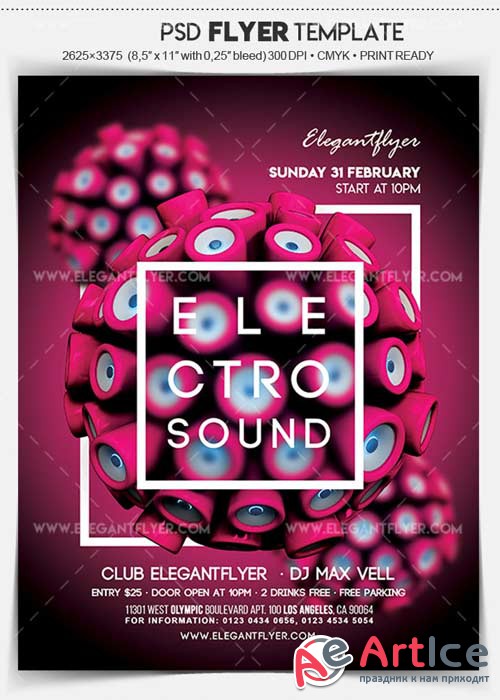 Electro Sound V1 2018 Flyer PSD Template + Facebook Cover