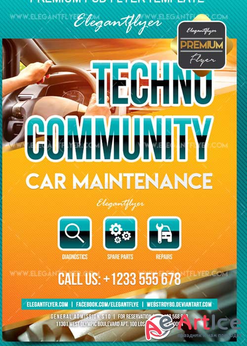 Techno Community V1 Flyer PSD Template + Facebook Cover