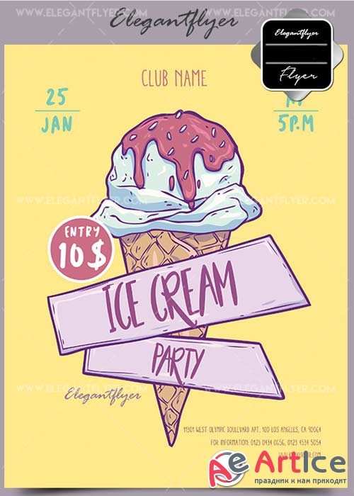 Ice Cream Party V1 2018 Flyer PSD Template + Facebook Cover