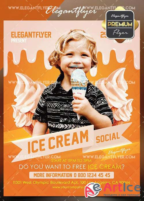 Ice Cream Social V1 2018 Flyer PSD Template + Facebook Cover