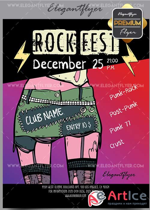 Rock Fest V1 2018 Flyer PSD Template + Facebook Cover