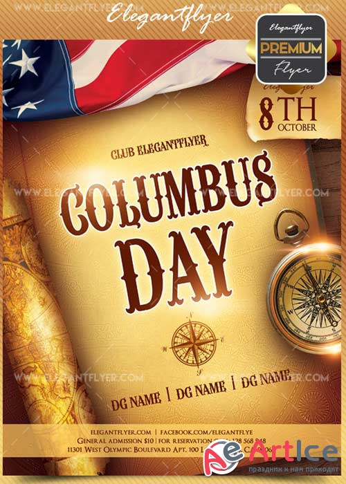 Columbus Day V1 2018 Flyer PSD Template + Facebook Cover