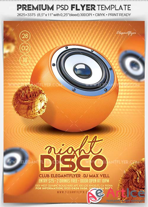 Disco Night V1 2018 Flyer PSD Template + Facebook Cover